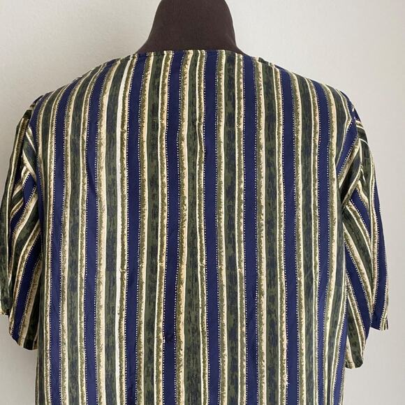 Melrose Studio Shirt Silk striped grandma preppy size Medium - Picture 5 of 7